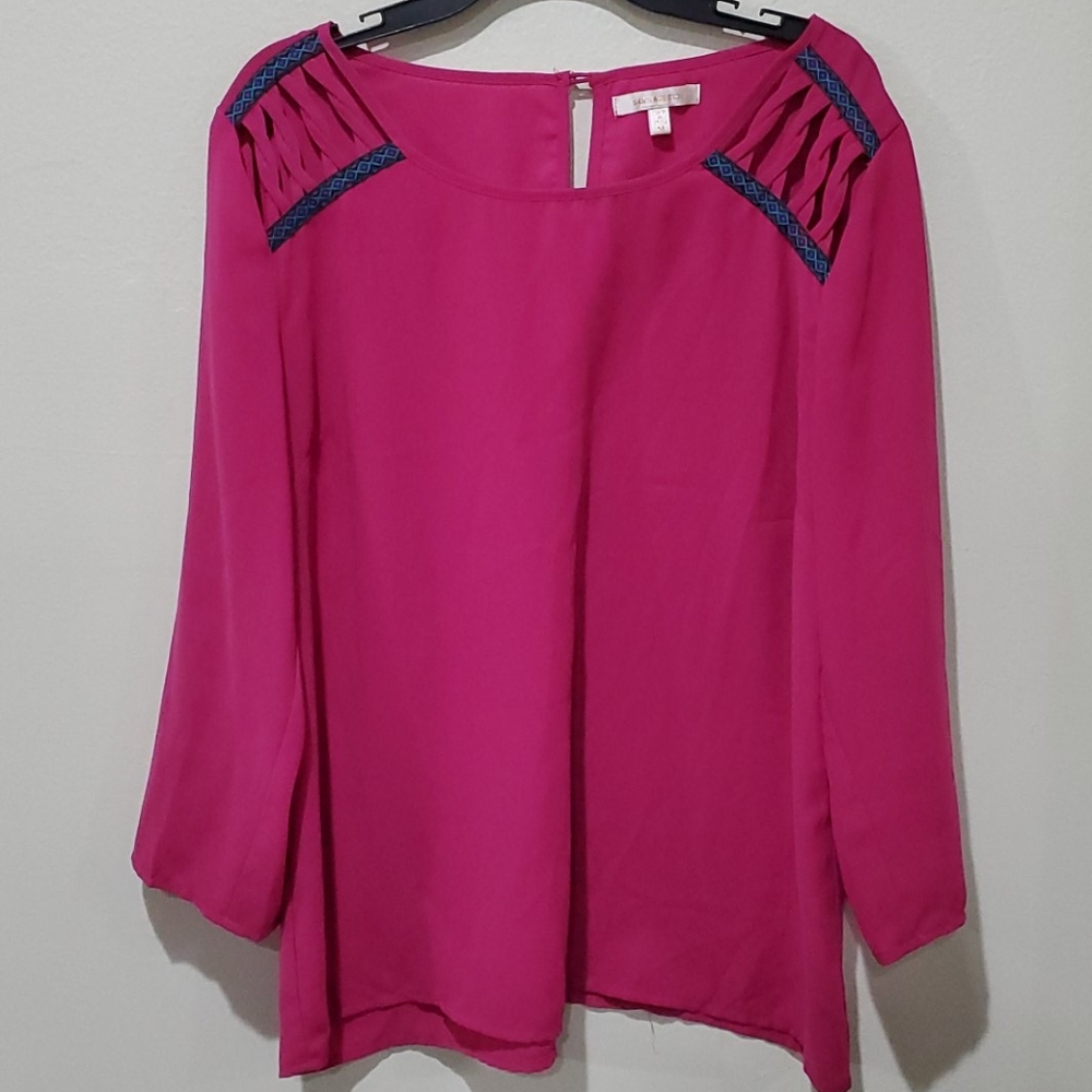 ❤ANTHROPOLOGIE SKIES ARE BLUE FLOWY TOP/SHIRT, MED